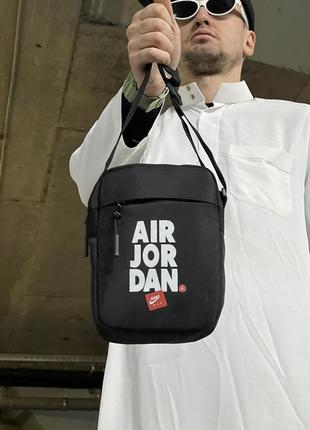 Борсетка jordan черная мужская сумка через плечо