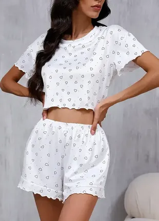 Женская пижама в сердечка, в размере s одежда для дома и сна, комплект для дома