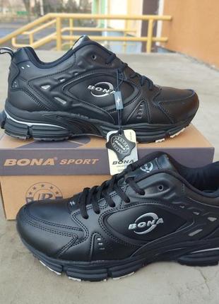 Кроссовки мужские bona 942c кожаные черные