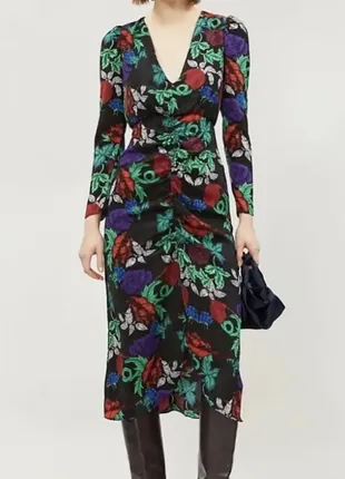 Платье миди в цветочный принт