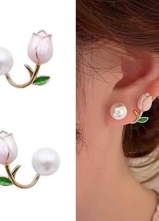 Женские серьги цветок тюльпан квітка