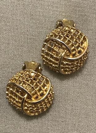 Красивые ажурные клипсы позолота винтаж