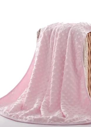 Детский плюшевый двусторонний плед 75*100 см розовый