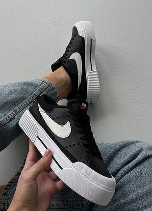 Кроссовки nike ground court lite lift black white premium