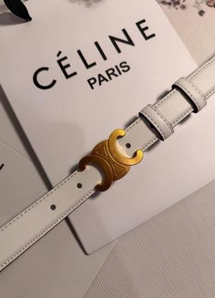 Белый кожаный ремень celine