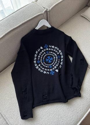 Брендовий жіночий рваний светр з хрестами