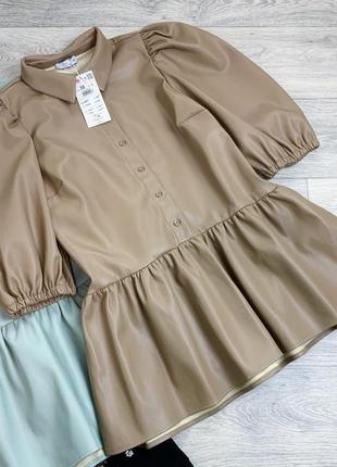 Подовжена сорочка з шкірозамінника