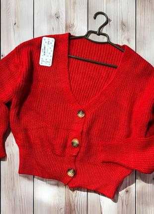 Укорочений кардиган,кофта в’язана на ґудзиках