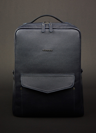 Шкіряний міський жіночий рюкзак на блискавці cooper темно-синій