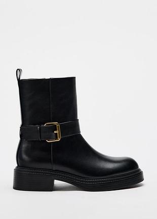 Ботинки zara новая коллекция,стильные ботинки с пряжкой zara