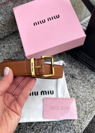 Кожаный женский коричневый ремень миу miumiu miu miu