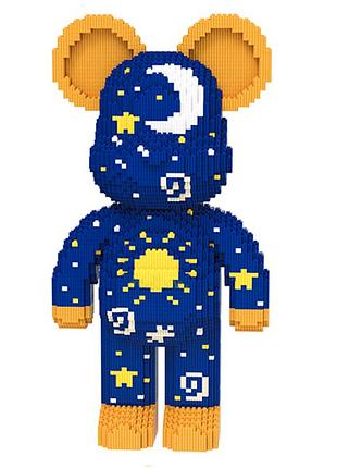 Светящийся конструктор magic blocks 9002 в виде мишки bearbrick (на 4031 деталей и высотой 50 см) желтый