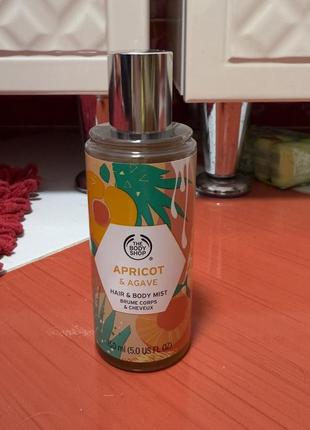 Спрей мист для волос и тела the body shop абрикос и агава5 фото