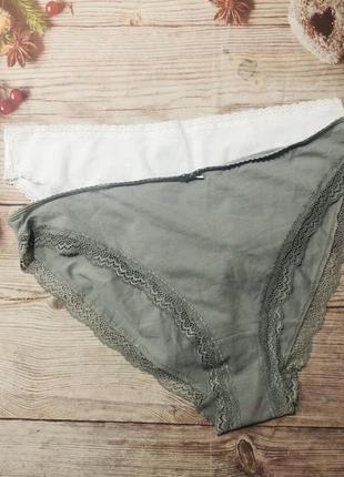 Набір трусів з мереживом h&m х/б m,xl,2xl(2 шт)