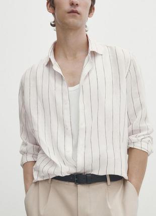 Сорочка з льону massimo dutti