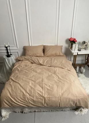 Постільна білизна бежевий страйп-сатин  ( туреччина )