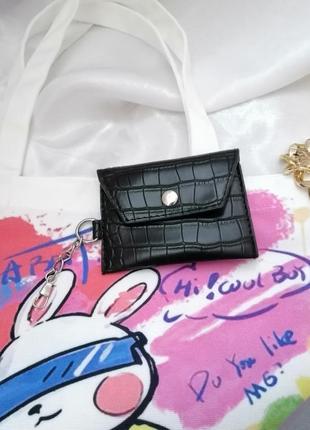 Гаманець міні гаманець екошкіри на карабінчику з ланцюжком можна носити як брелок або пристібати до