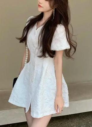 Xxs xs белое мини платье платья babydoll с рукавами фонариками в романтичном стиле фонариками белоэ5 фото