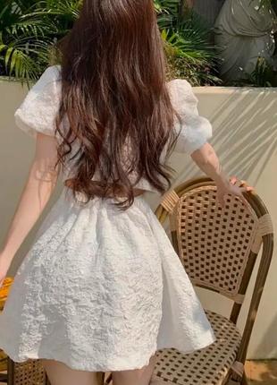 Xxs xs белое мини платье платья babydoll с рукавами фонариками в романтичном стиле фонариками белоэ3 фото