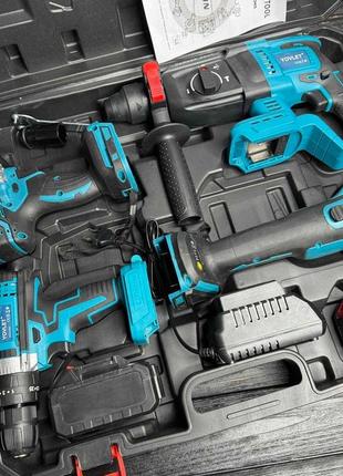 Набор 4 в 1 шуроповерт ,гайковерт,болгарка ,перфоратор 2 аккумулятора 48v