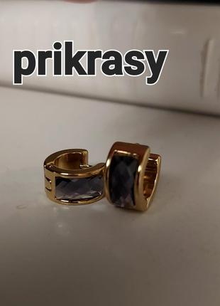 Медаль серьги конго с серыми вставками маленькие круглые серьги медзолото нержавейка золотистые