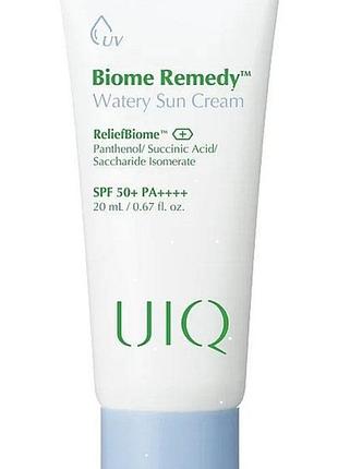 Увлажняющий солнцезащитный крем uiq biome remedyTM watery sun cream spf 50+ pa++++, 50 мл