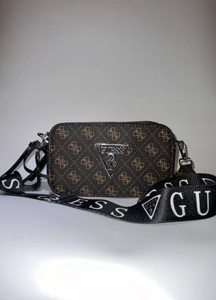 Сумка guess crossbody  сумочка-гес клатч корчневый кожаный мини сумочка на плечо модная кросс-боди