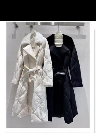 Пальто пух перо норка кожа max mara