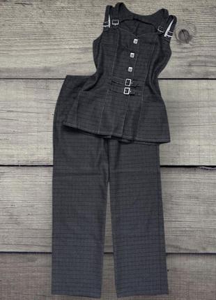 Костюм із жилеткою брючний трендовий набір плаццо-штани жилет