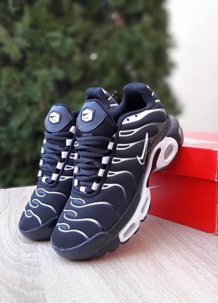 Женские качественные и стильные кроссовки для девочек nike air max tn air черные с белым