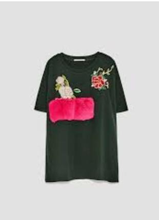 Футболка с аппликацией zara