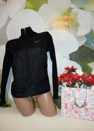 Теплая кофта на молнии со вставками из плащевой ткани р.m/l