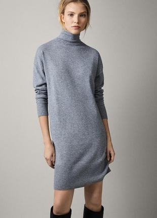 100% кашемир платье гольф водолазка кашемировая бадлон трикотаж