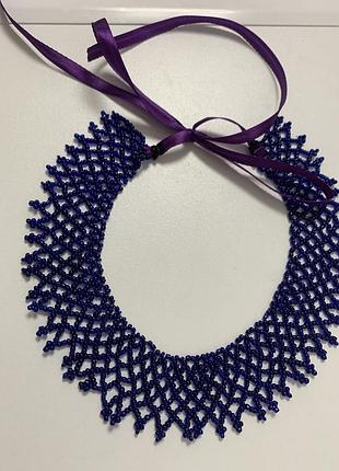 Синя силянка намисто прикраса бісер виріб подарунок 🎁 ручна робота