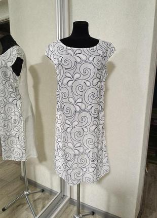 Льняное платье платья 👗 белое из льна в цветы из италии made in italy