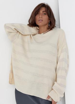 Кофта жіноча oversize в смужку джемпер оверсайз