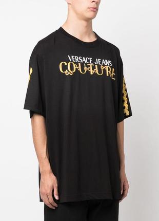 Мужская черная футболка versace jeans couture размер l оригинал б/у