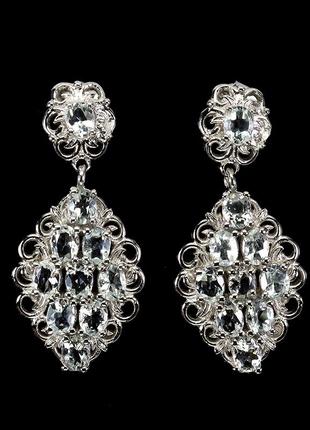 Серьги серебро 925 натуральный аквамарин