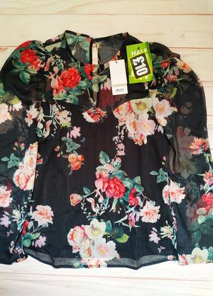 Прозрачная блуза с цветочным принтом