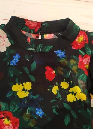 Прозрачная ассиметричная блуза* цветочный принт* расклешенный рукав3 фото