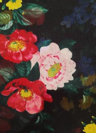 Прозрачная ассиметричная блуза* цветочный принт* расклешенный рукав10 фото