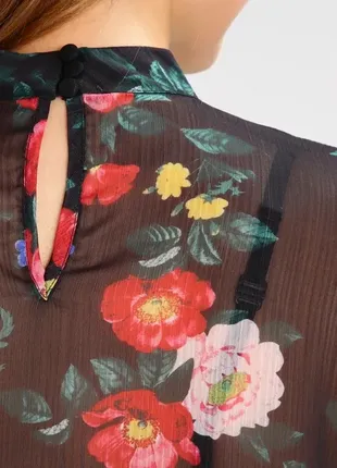 Прозрачная ассиметричная блуза* цветочный принт* расклешенный рукав9 фото
