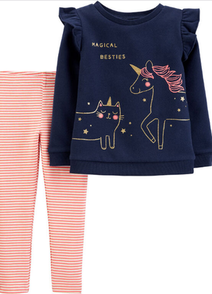 Carters комплект костюм двойка туника и лосины картерс леггинсы реглан unicorn