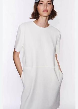 Платье платье zara из искусственной смши белое