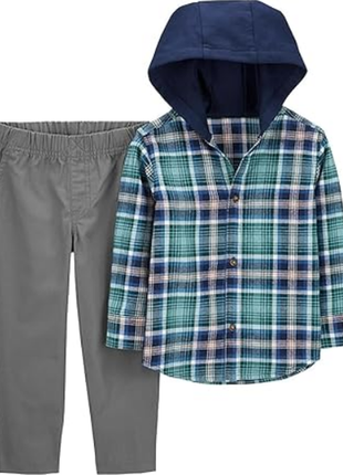 Carters комплект костюм двойка джинсы и рубашка с капюшоном картерс штаны blue