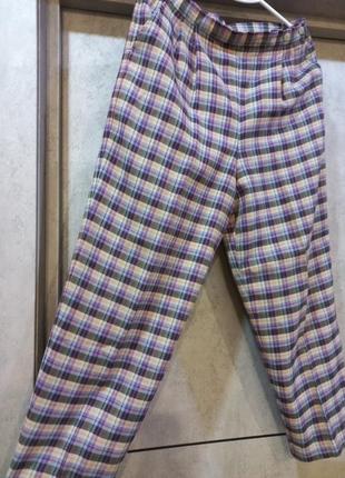 Стильные, красивые,фирменные, брюки, брюки, в клетку, с карманами, модель бойфренд