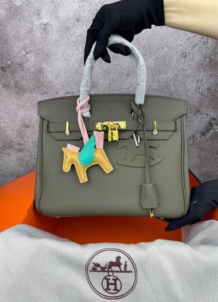 Сумка преміум hermes birkin сірого кольору натуральна