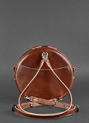 Кругла сумка-рюкзак maxi коньяк - коричнева8 фото