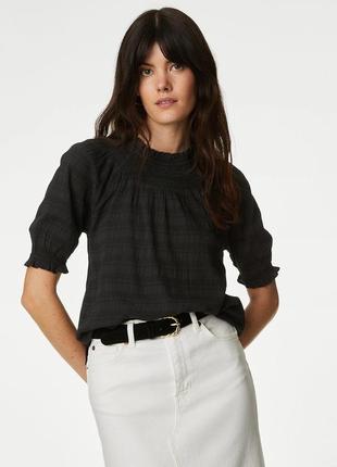 Жіноча чорна літня офісна блуза блузка сорочка футболка нарядна