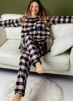Фланелевая пижамка фланелевая женская пижама в клетку трендовая пижама